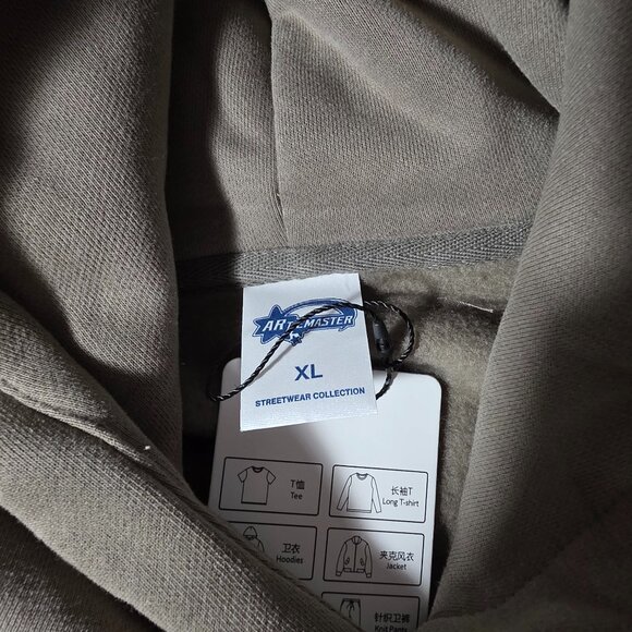 Artiemaster Men's XL Olive Plain Oversized Cotton Hoodie - Picture 3 of 5